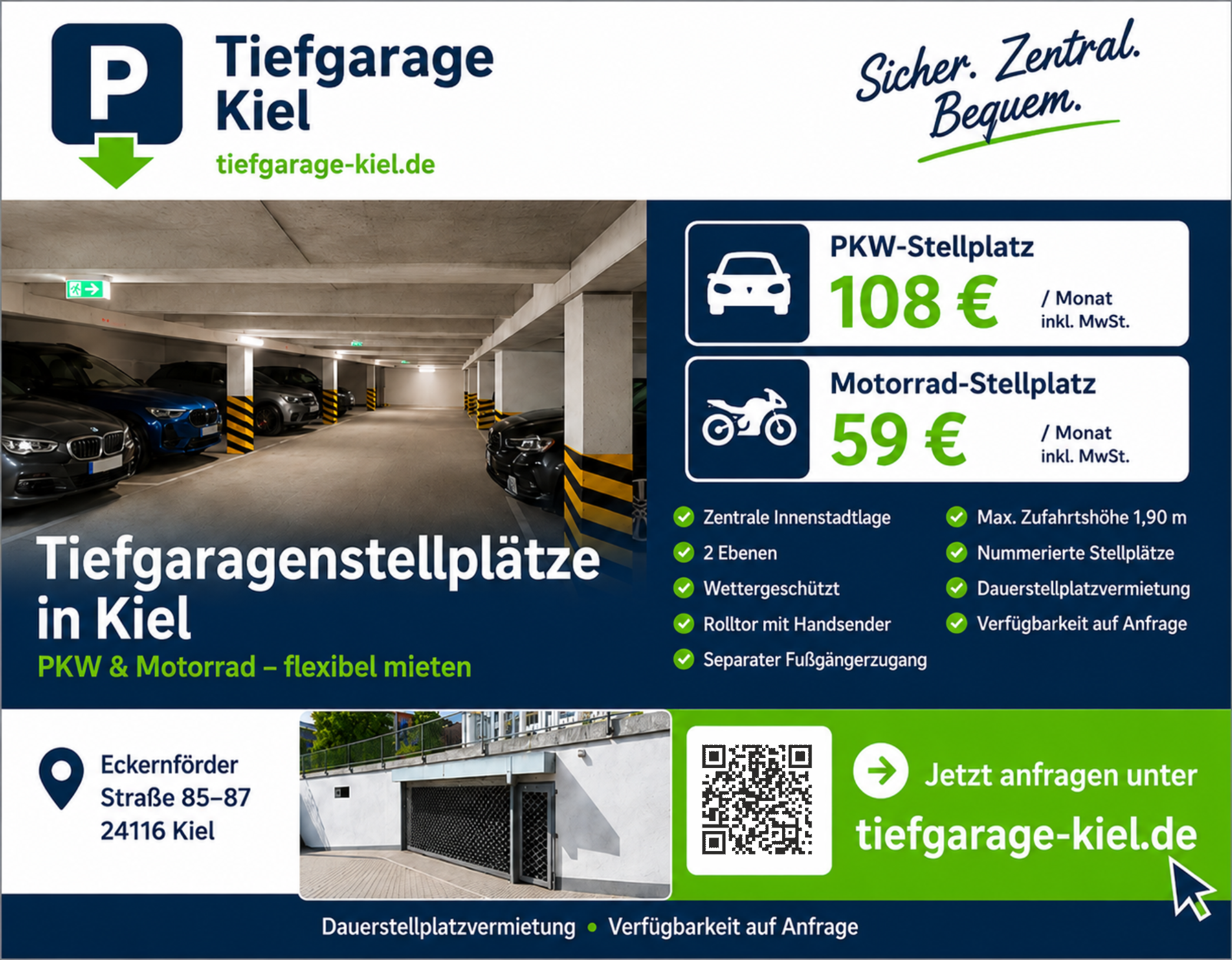 Tiefgarage Kiel – PKW- und Motorradstellplätze in Kiel